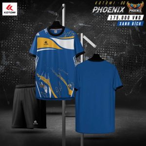 Áo Bóng Đá Không Logo Nghệ Thuật KOTOMI-06 (PHOENIX) Màu Xanh Bích